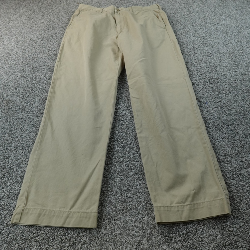 VTG Polo Ralph Lauren Pants Mens 35X30 Beige Tan Brown Chino Trouser Flat Front